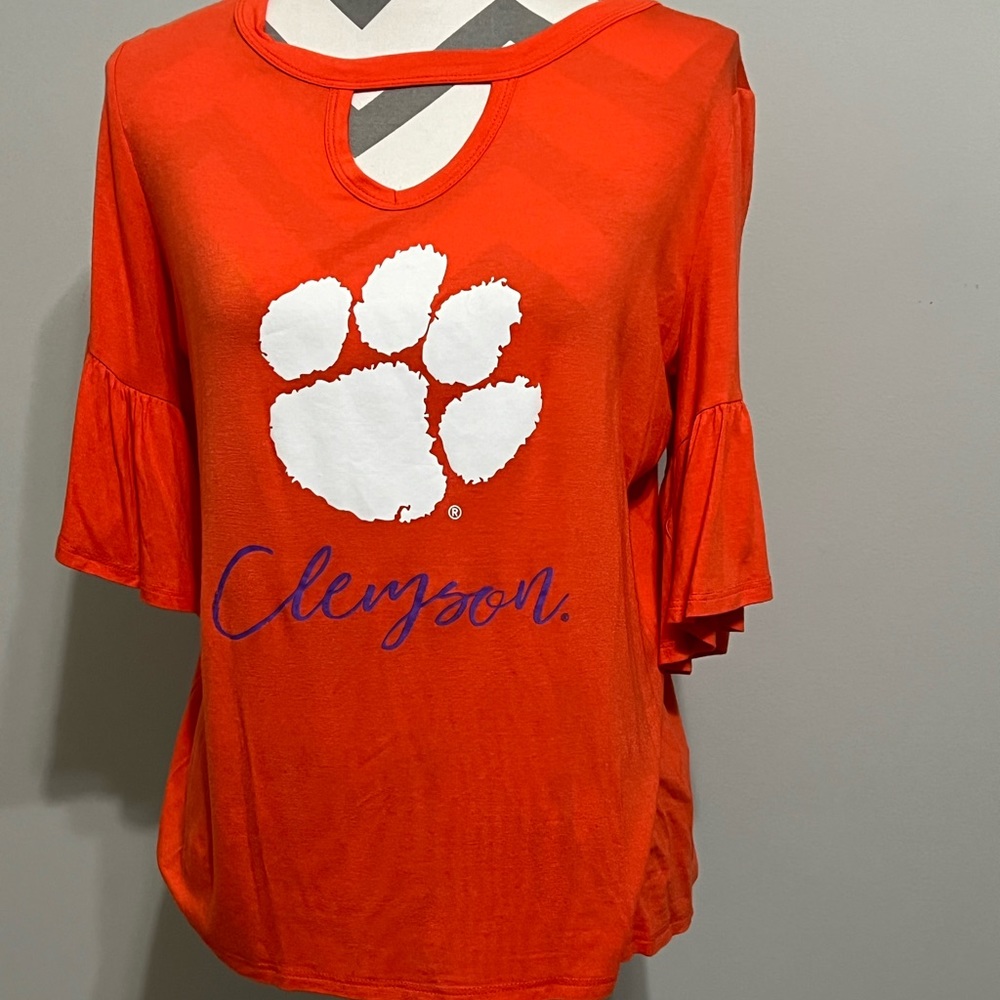 Clemson Ladies T-Shirt from Gameday Couture w/‎ Ruffled Sleeves - Size Medium